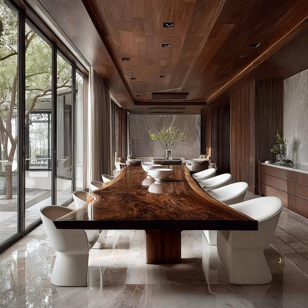 Rustic Solid Wood Slab Dining Table Dining Room