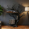 Rustic Tree Shaped Record Player Stand Shelf Living Room Decor