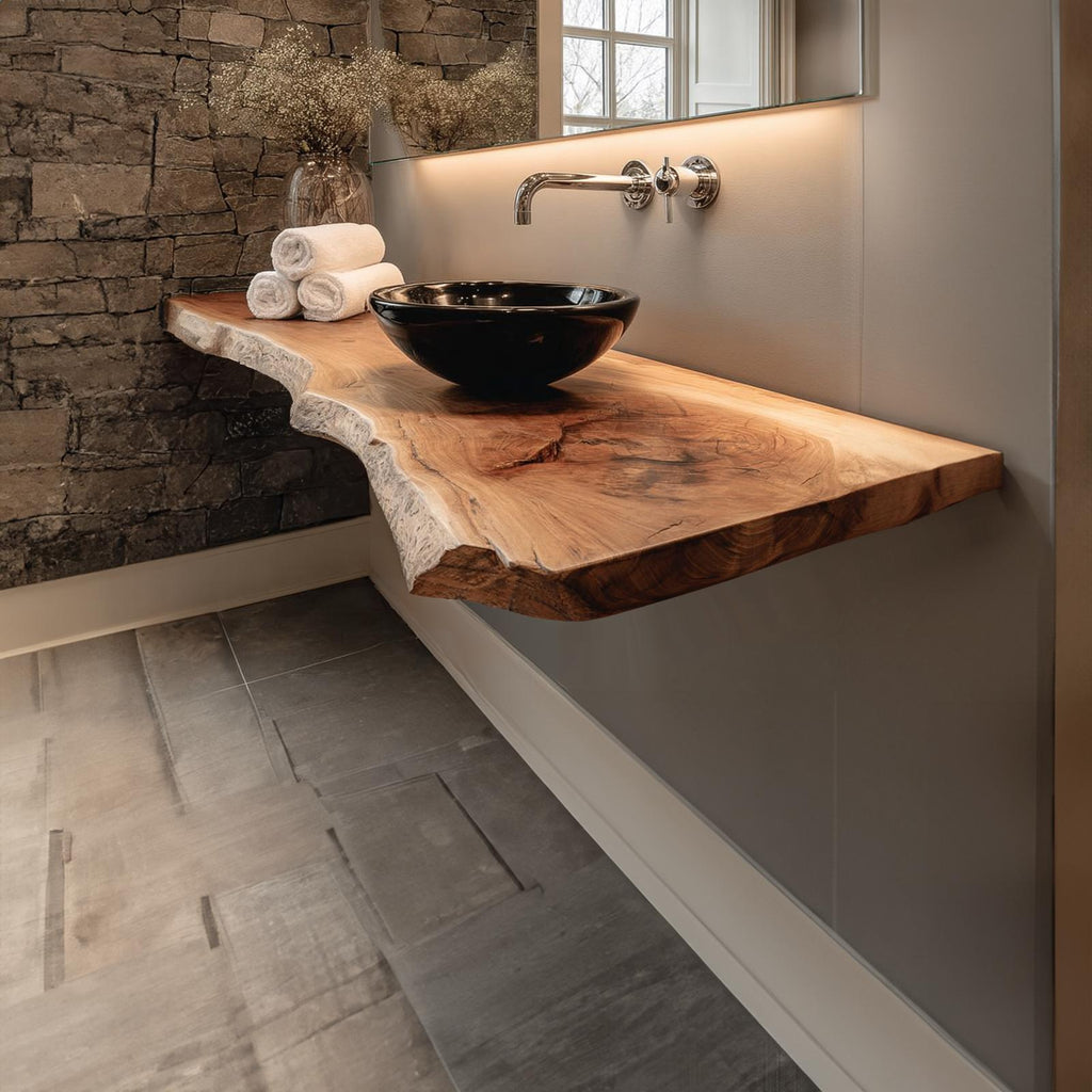 Rustic Shelf Natural Edge Vanity Bedroom