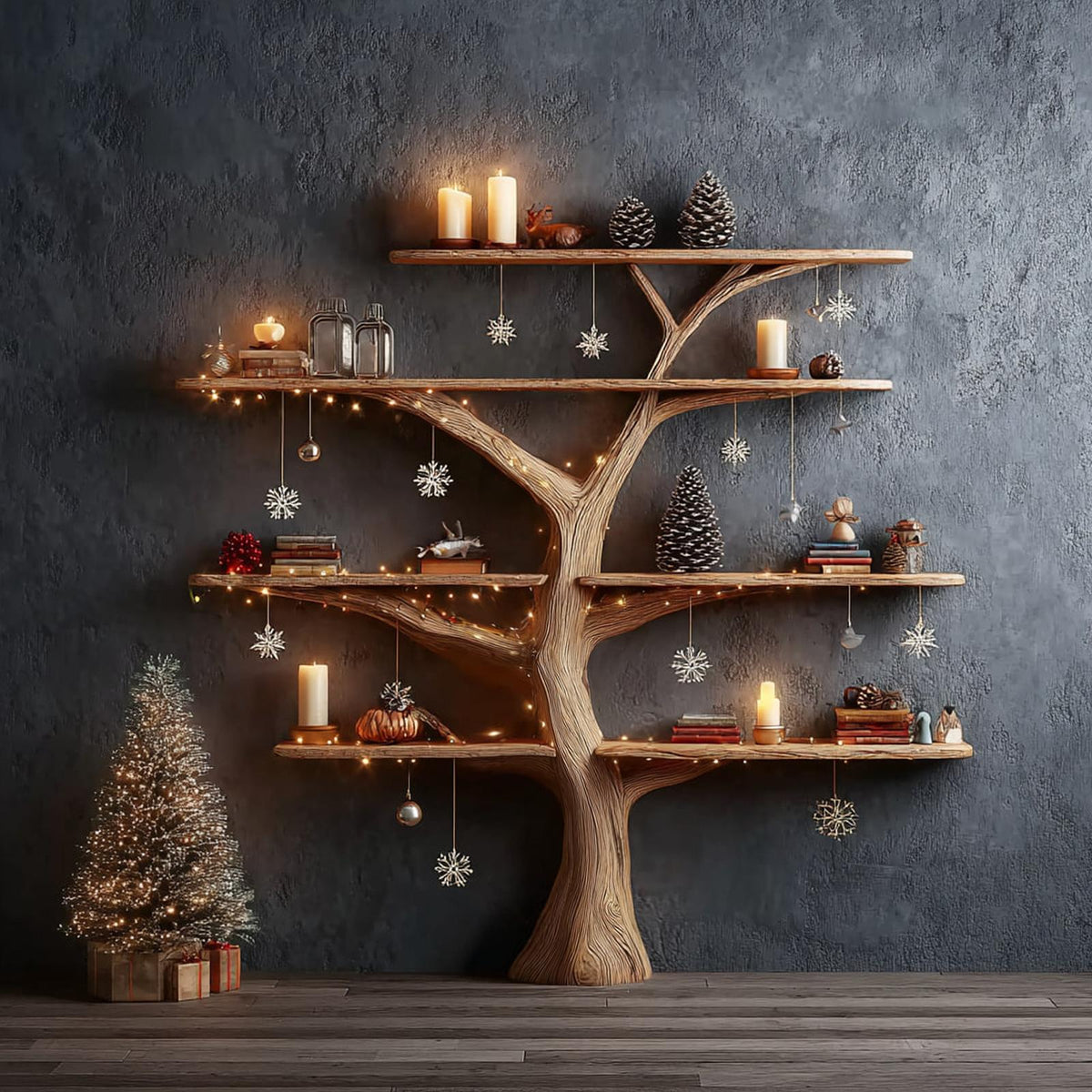 Mid Century Tree Bookshelf Living Bedroom