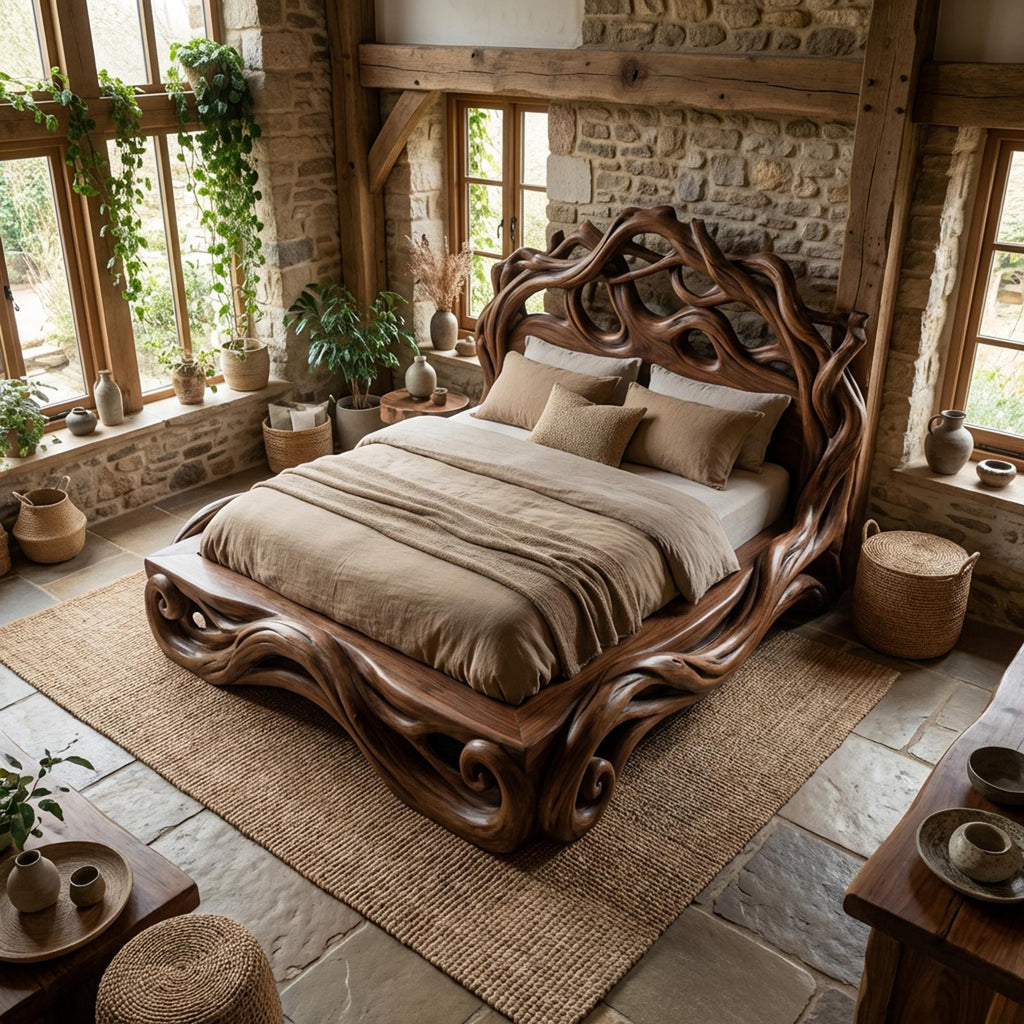 Rustic Platform Style Bed For Bedroom Or Private Room