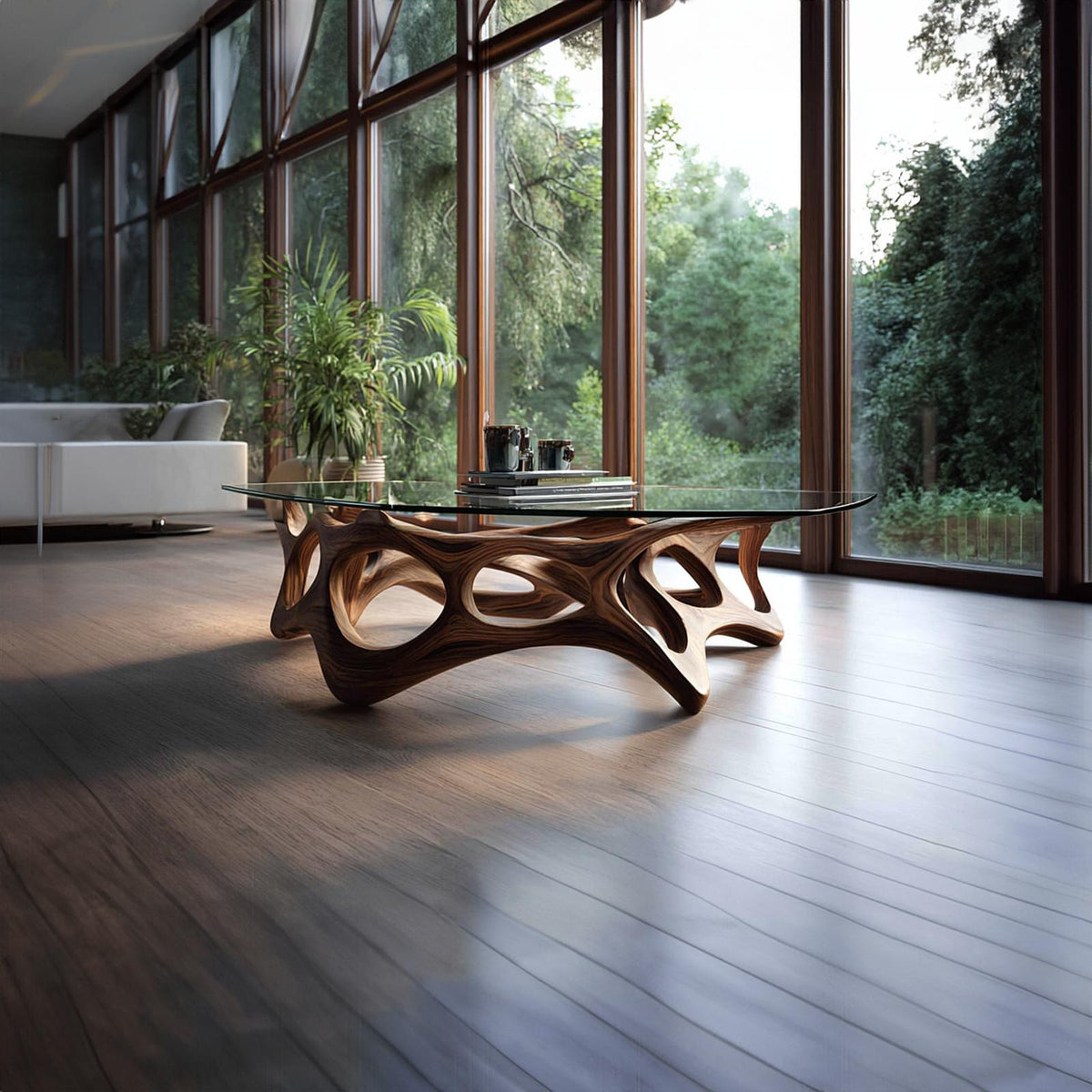 Spry Interior Mid Century Artistic Wood Coffee Table, Living Space Solid Wood Center Table, Model SINLKICF077