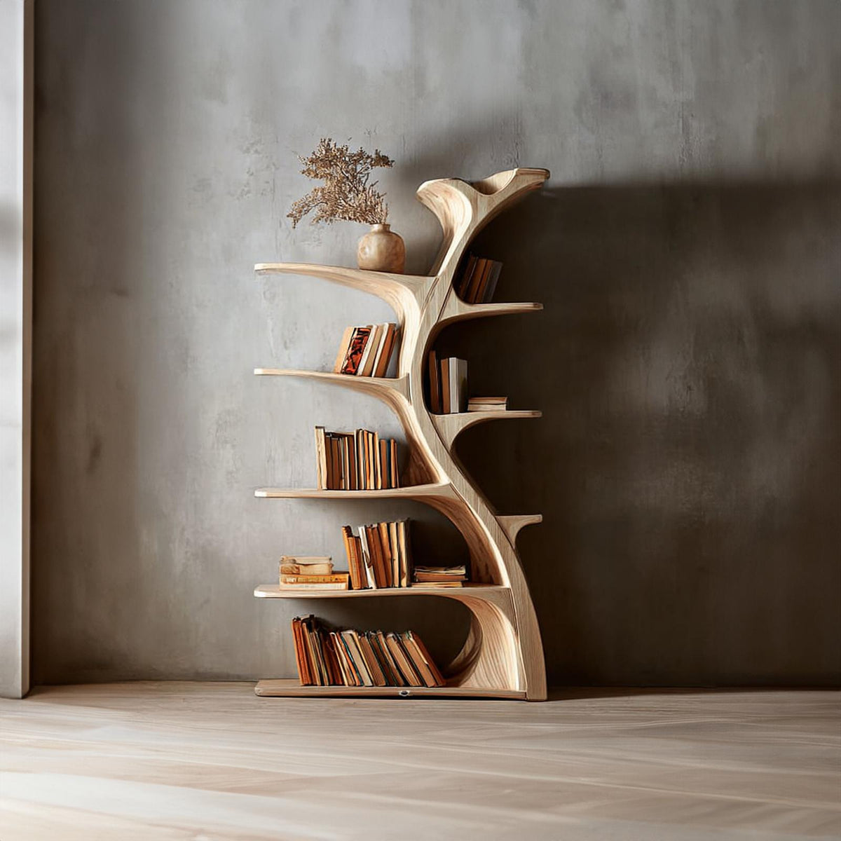 Midcentury Tree Wall Bookcase Home Office