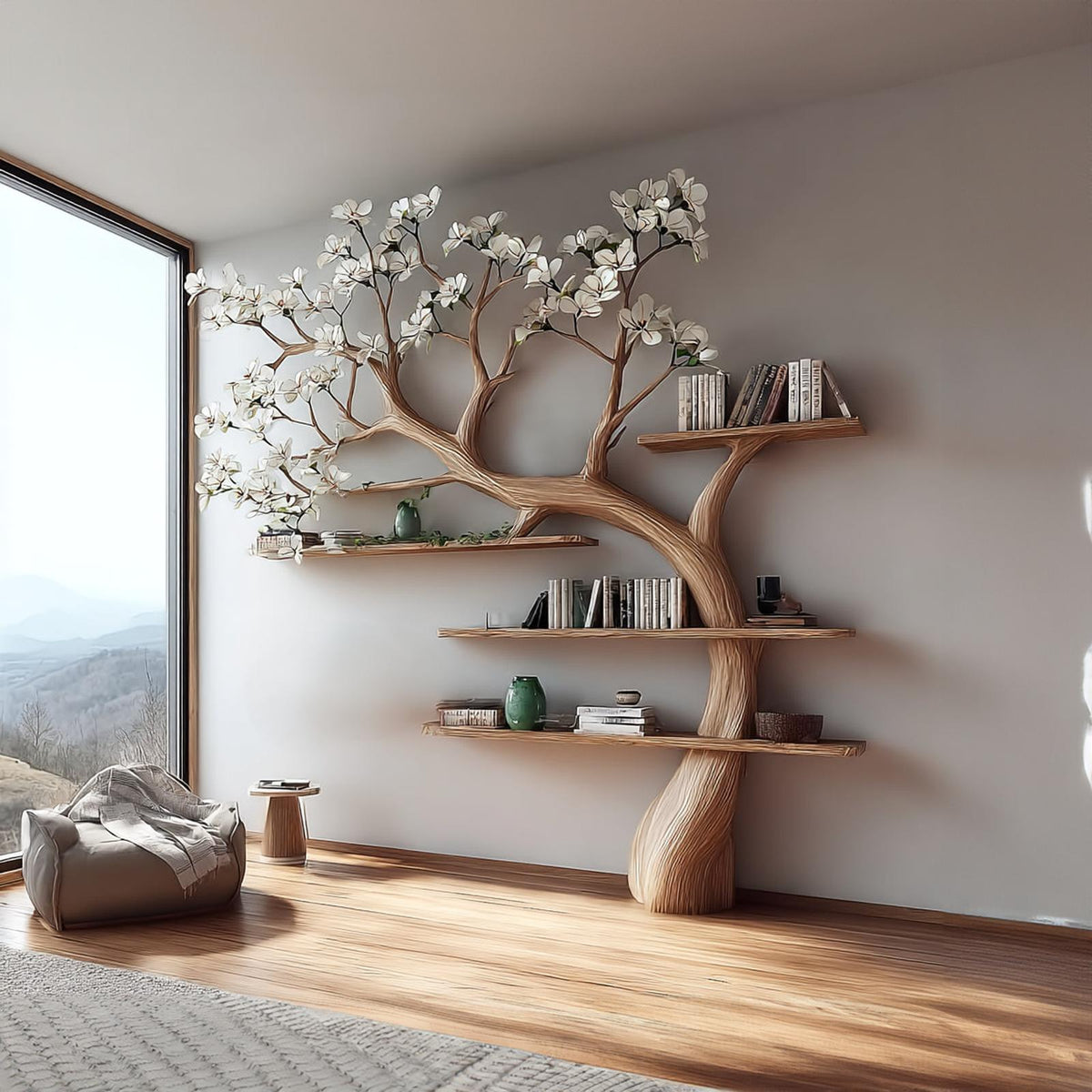 Mid Century Tree Bookshelf Holiday Study room