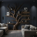 Rustic Tree Inspired Shelf Living Room Reading Nook Decor