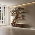 Midcentury Tree Bench Bookshelf Living Decor