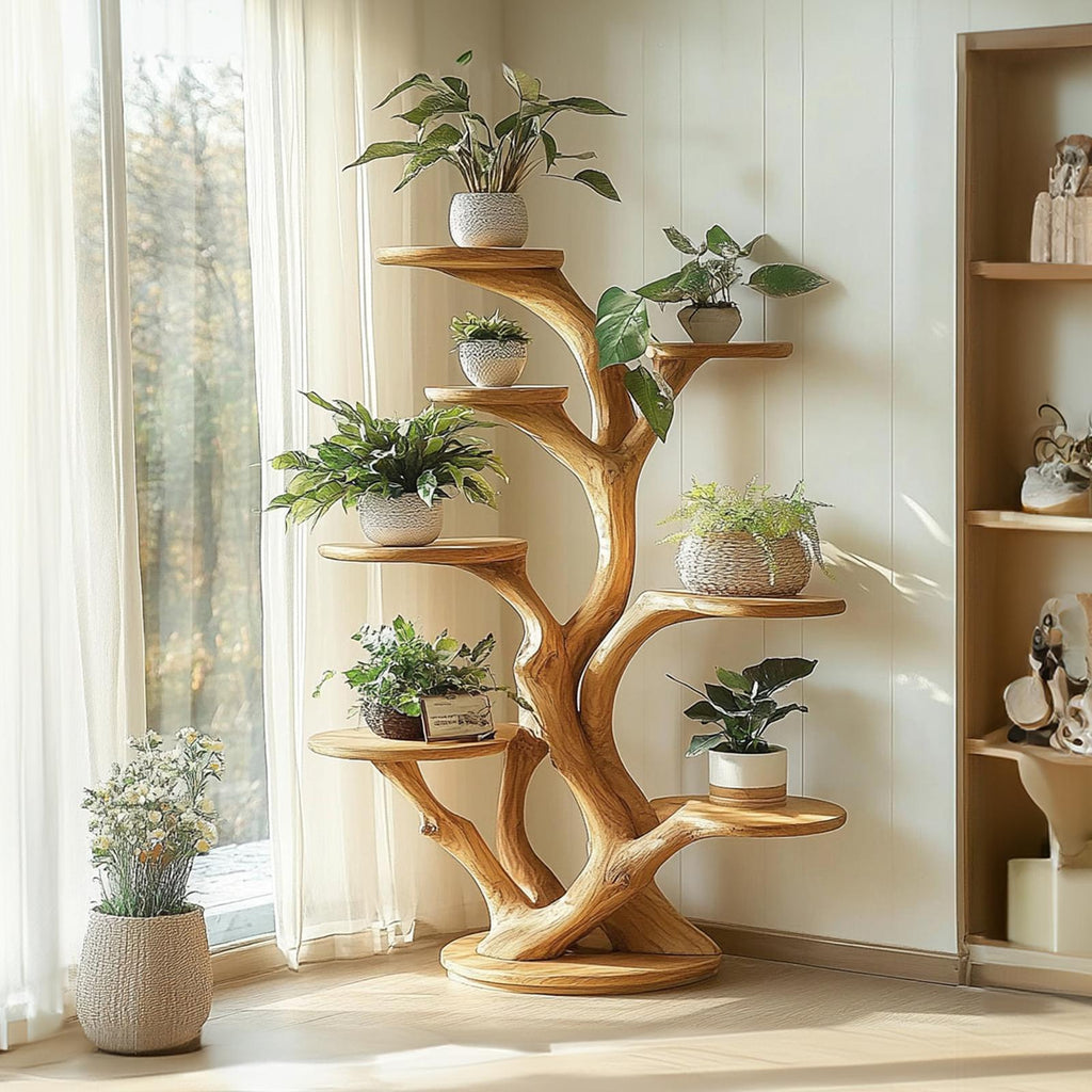 Rustic Organic Tree Stand Botanical Room Accent