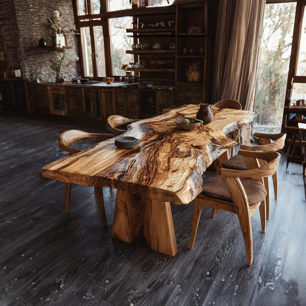 Mid Century Handcrafted Wood Dining Table Kitchen