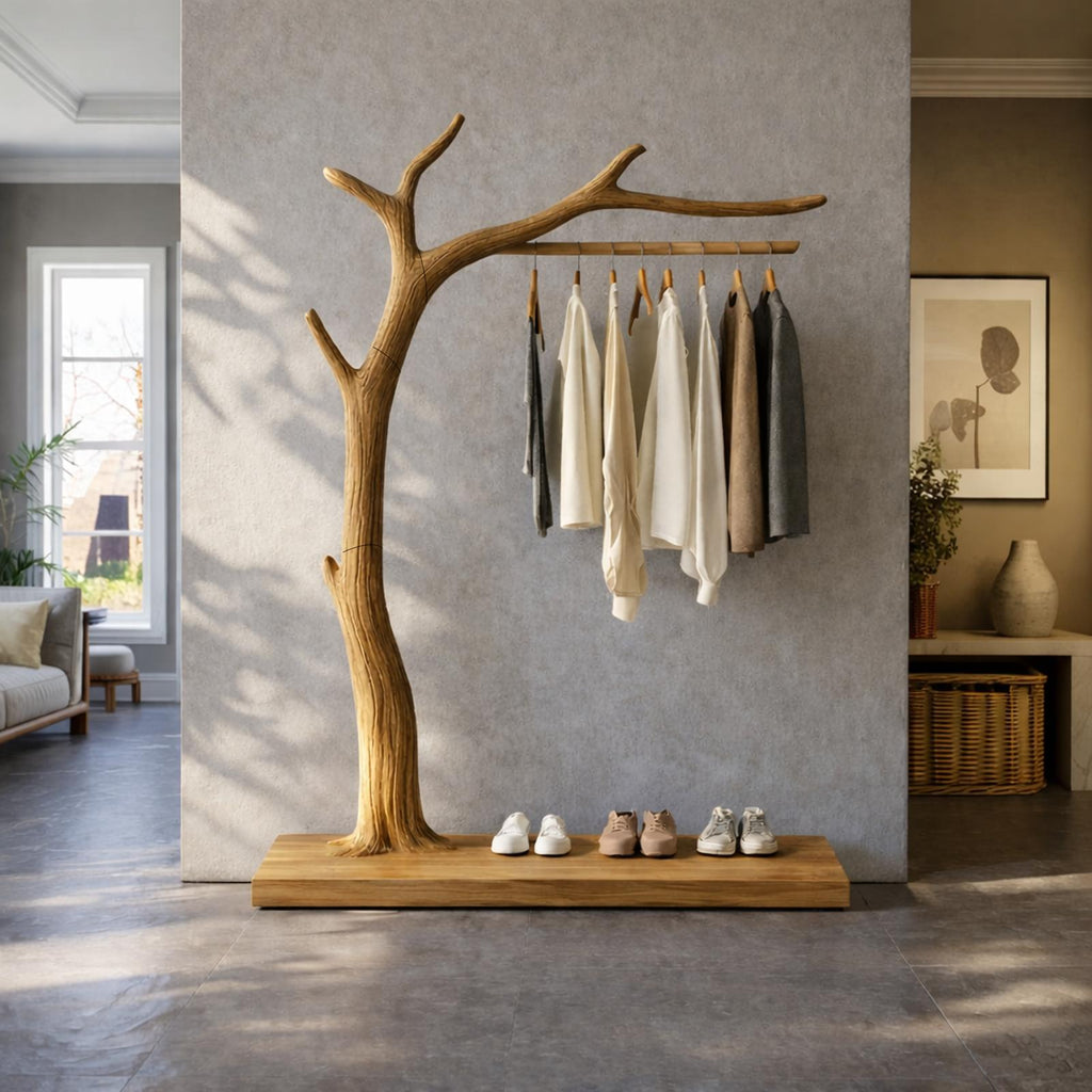 Rustic Wooden Coat Rack Entryway Interior