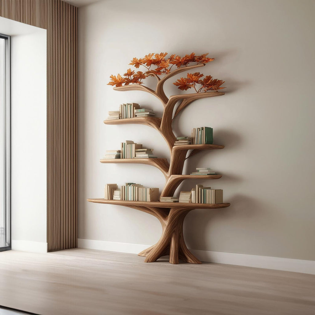 Rustic Tree Shelf Living Room Storage