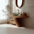 Rustic Minimalist Storage Vanity, Solid Wood Bathroom Single Sink Countertop Cabinet, Washstand Console