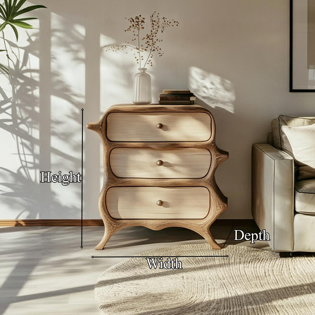 Rustic Nature Inspired Wood Chest of Drawers, Solid Wood Dresser Storage Cabinet for Bedroom Living Room Decor
