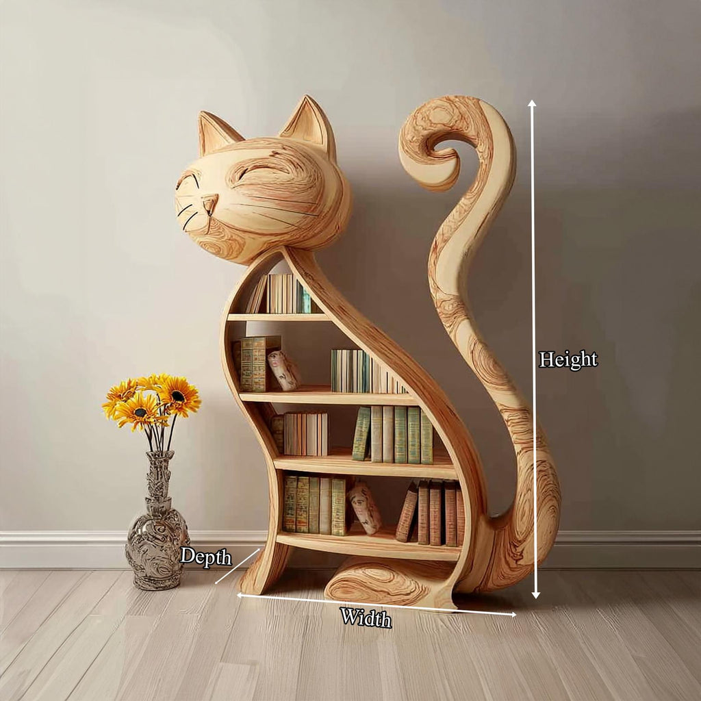 Rustic Cat Bookshelf Playroom Kids Storage Display