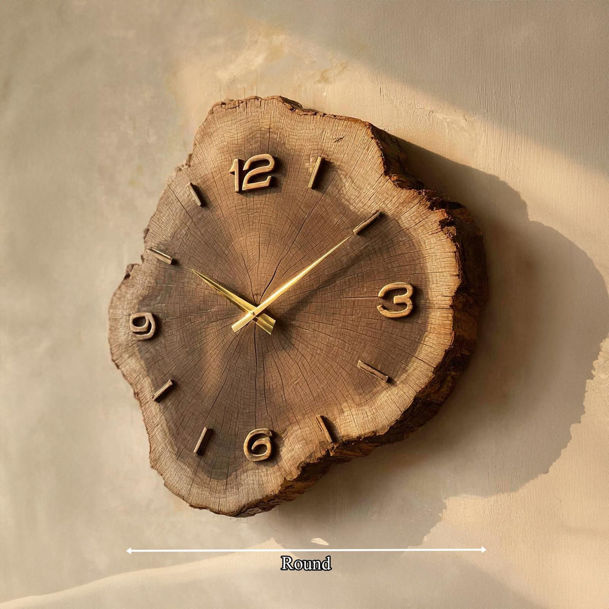 Rustic Natural Handcrafted Wood Wall Clock, Decorative Tree Slice Silent Clock for Office & Living Room