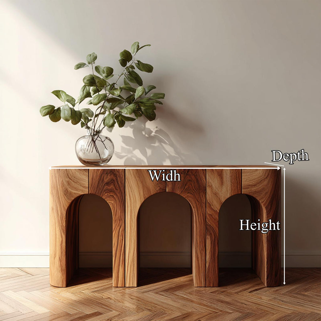 Mid Century Wooden Arch Console Table, Modern Curved Entryway Accent & Living Room Sofa Table, Model