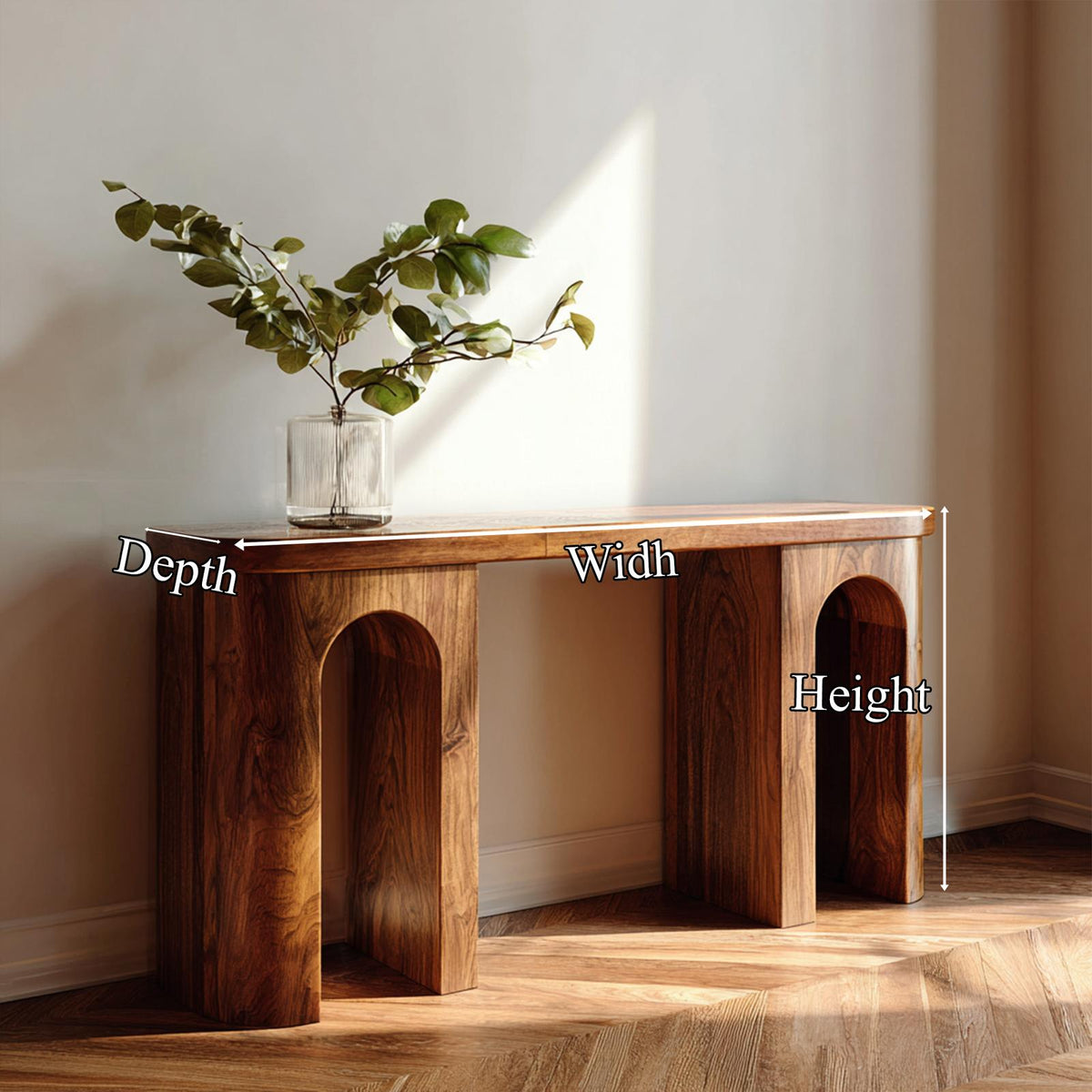 Mid Century Modern Minimalist Wood Console Table, Sleek Narrow Entryway & Hallway Display Table, Model
