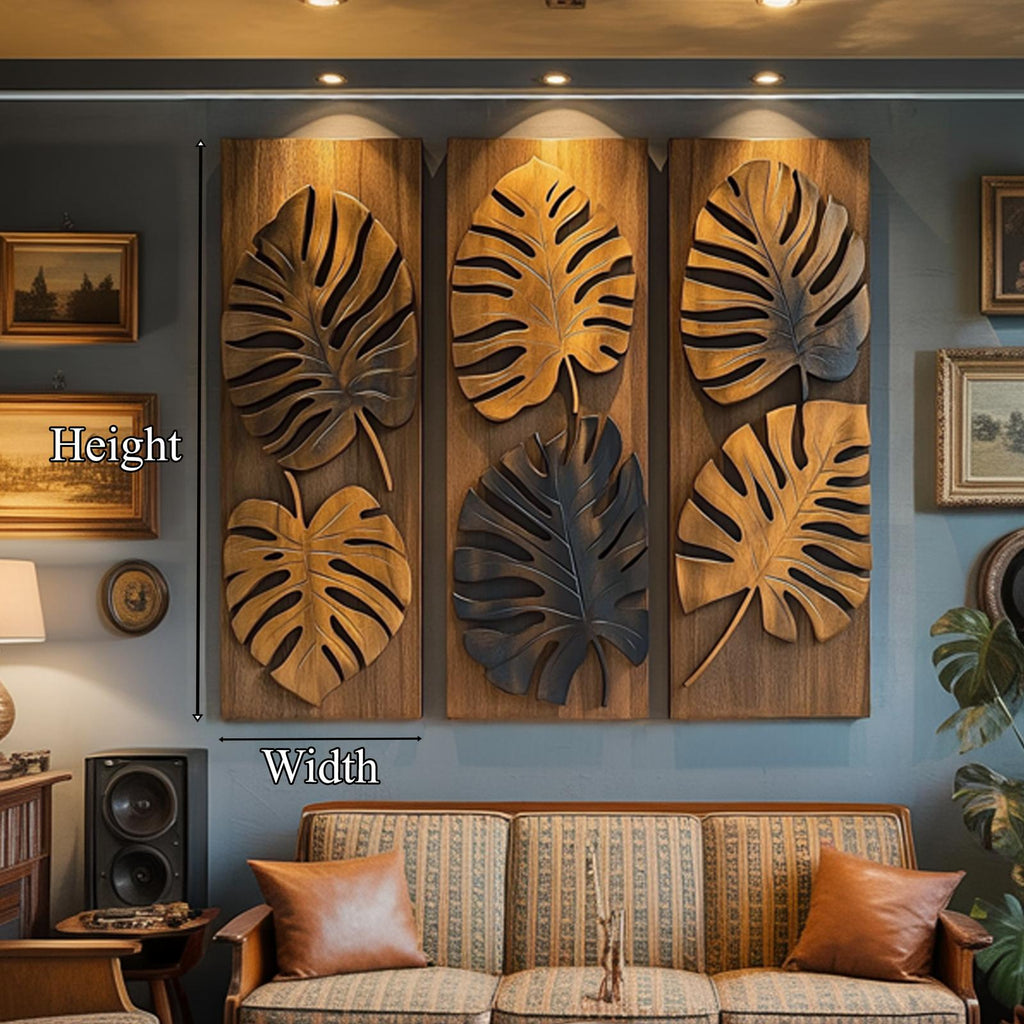 Layered Monstera Solid Wood Wall Art Contemporary Botanical Decor