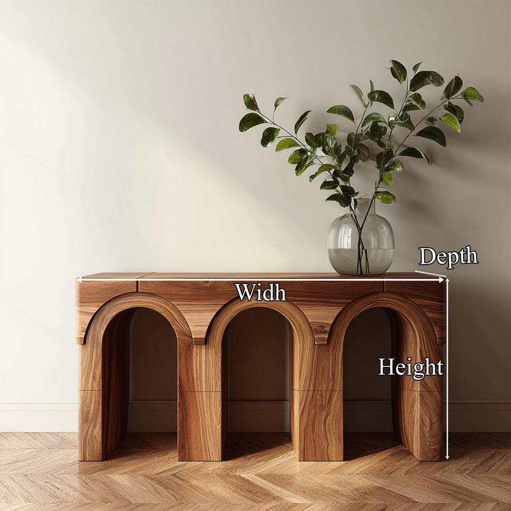 Mid Century Modern Solid Wood Console Table, Compact Entryway Desk & Studio Apartment Living Room Furniture
