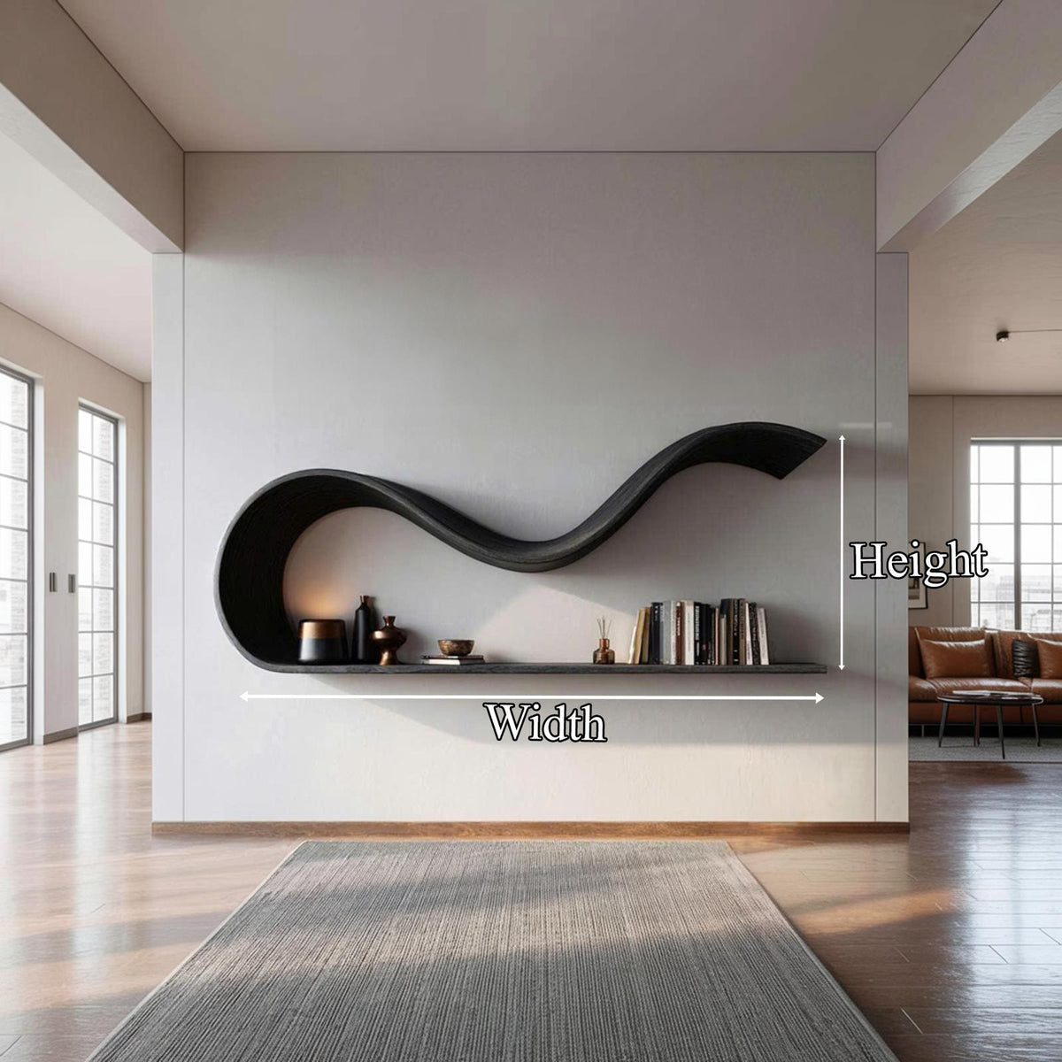 Modern Sculptural Floating Wall Shelf Living Room Interior Decor