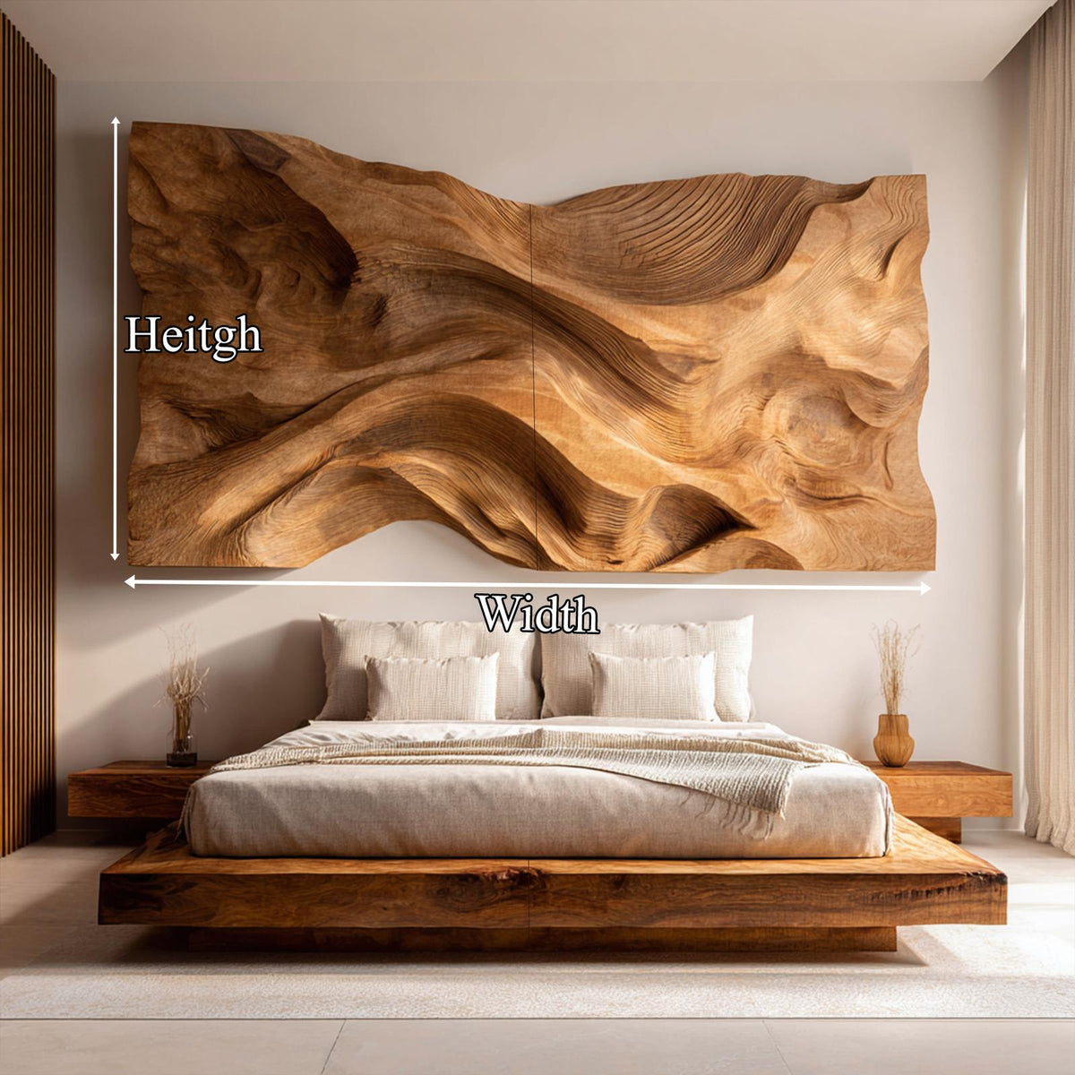Handcrafted Wood Headboard Solid Wood Bedroom Interior SINLKIDH024