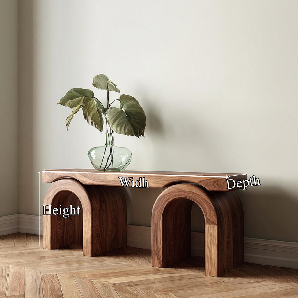 Mid Century Natural Wood Console Table, Organic Minimalist Living Room & Foyer Entryway Accent Table, Model