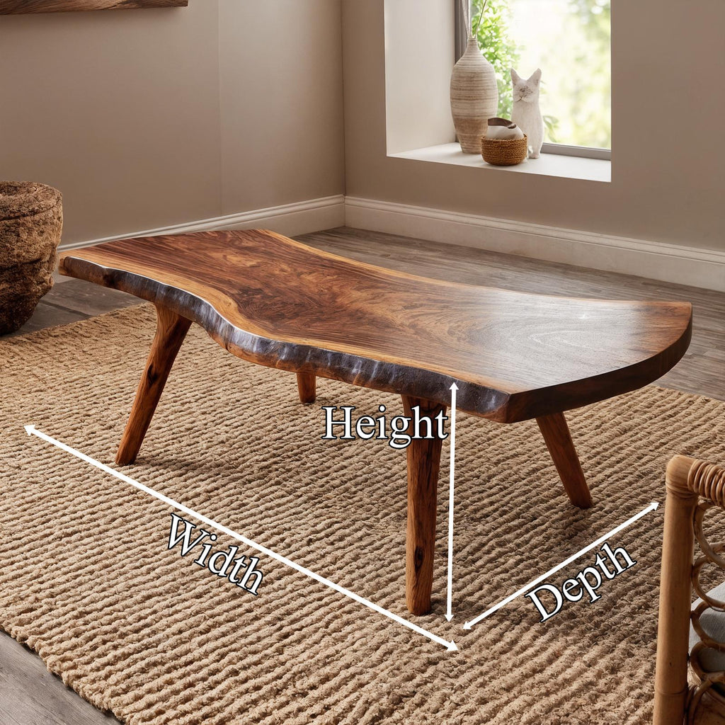 Rustic Live Edge Coffee Table For Living Room And Bedroom