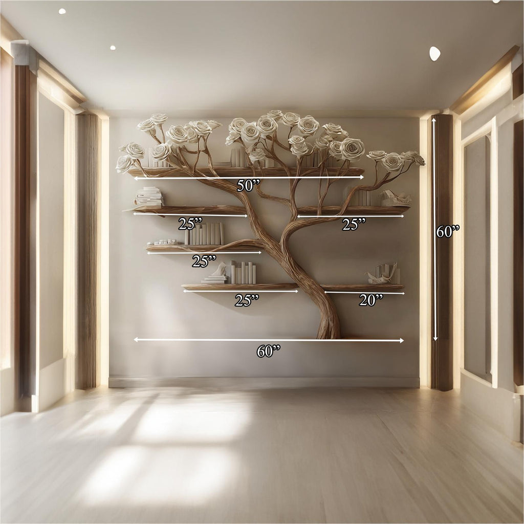 Rustic Tree Bookshelf Hallway Living Decor
