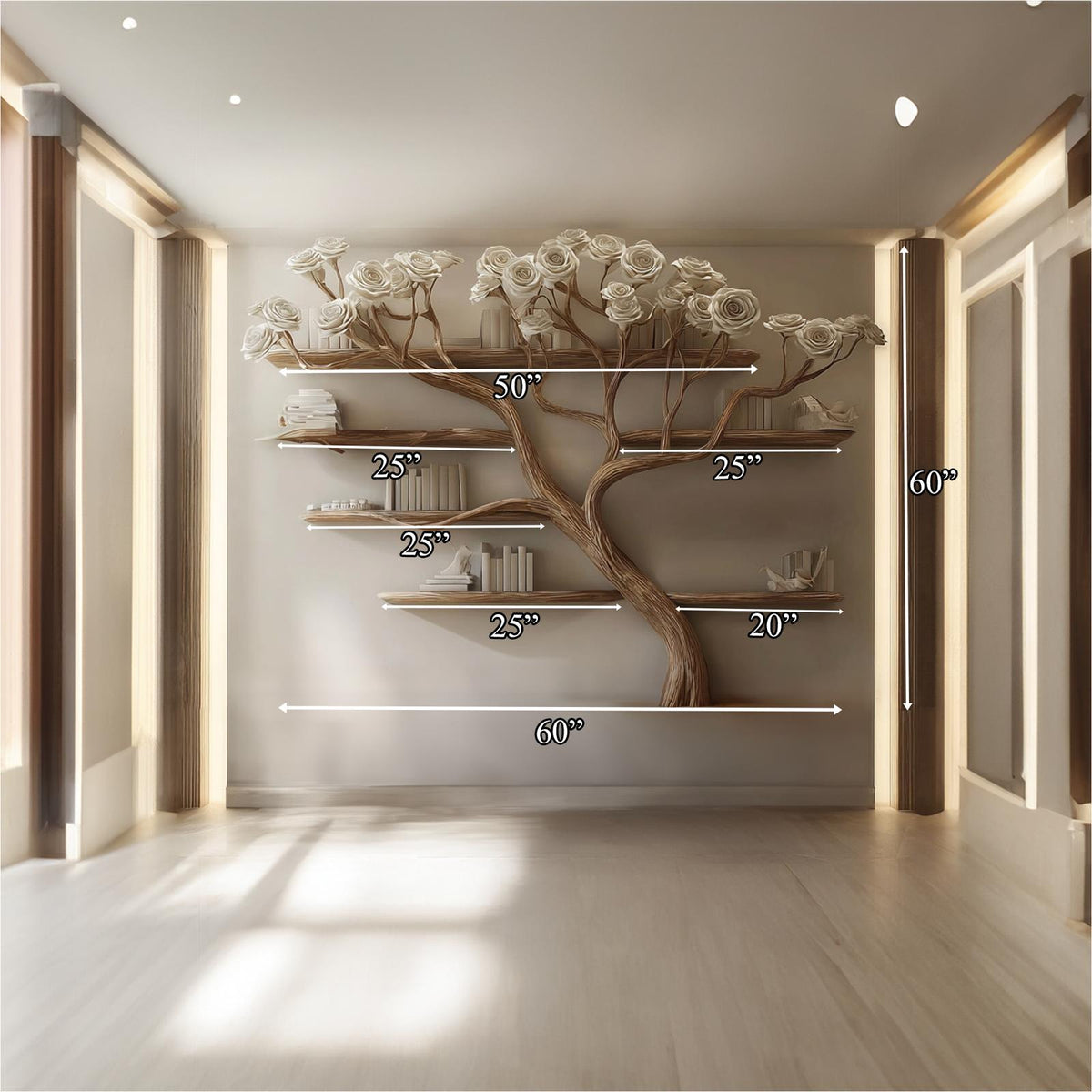 Rustic Tree Bookshelf Hallway Living Decor