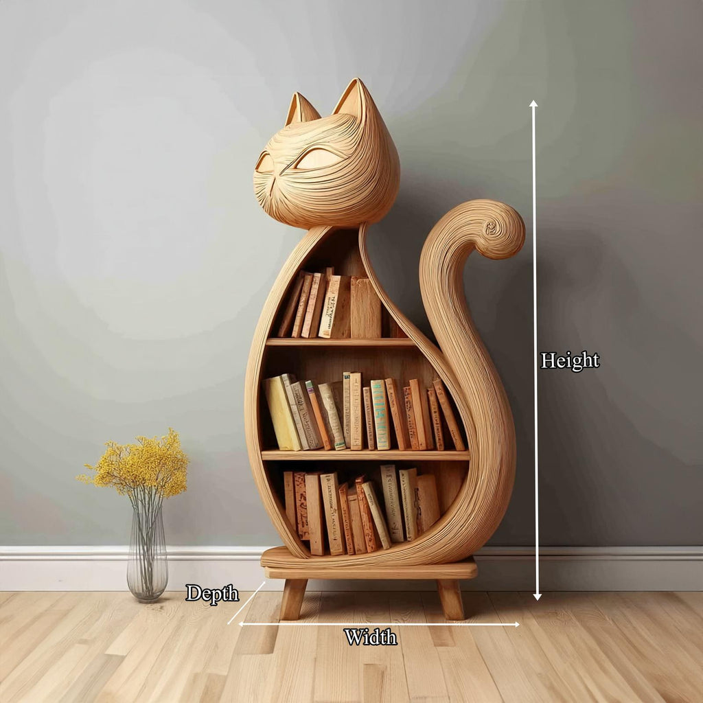 Rustic Cat Bookcase Children Bedroom