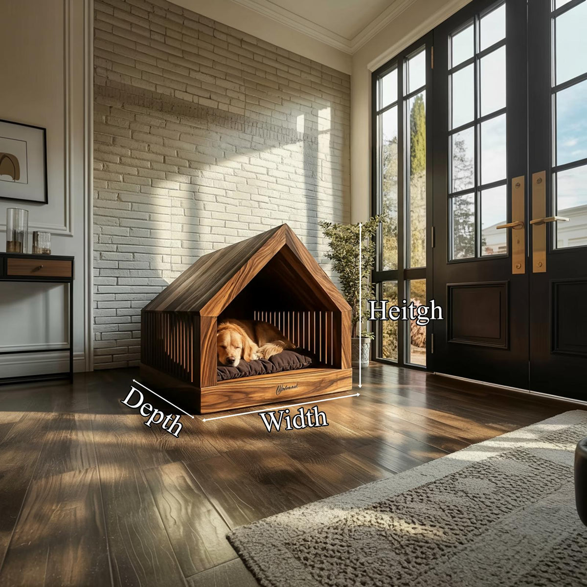 Rustic Wooden Dog House Indoor Pet Bed