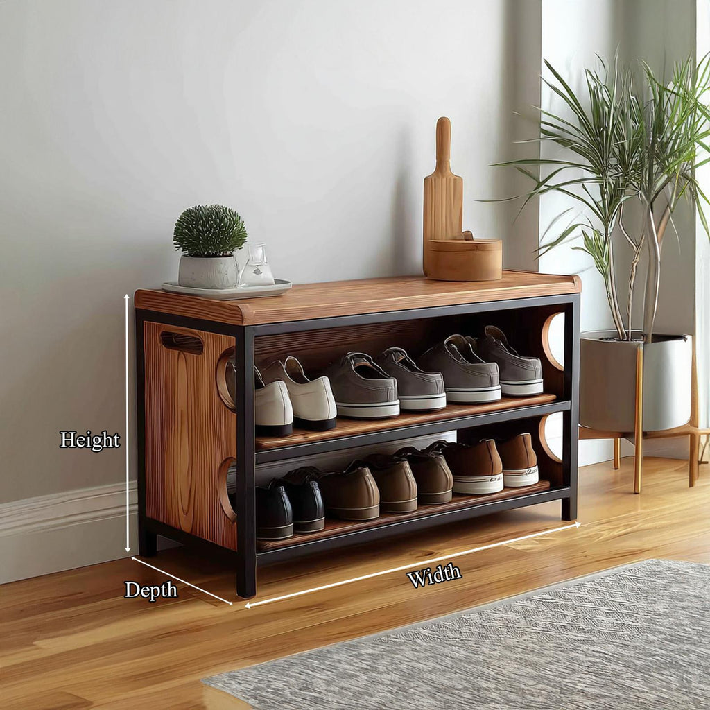 Midcentury Modern Shoe Bench Entryway