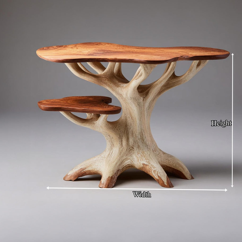 Handcrafted Rustic Wood End Table, Modern Solid Wood Side Table & Accent Bedside Nightstand for Living Room