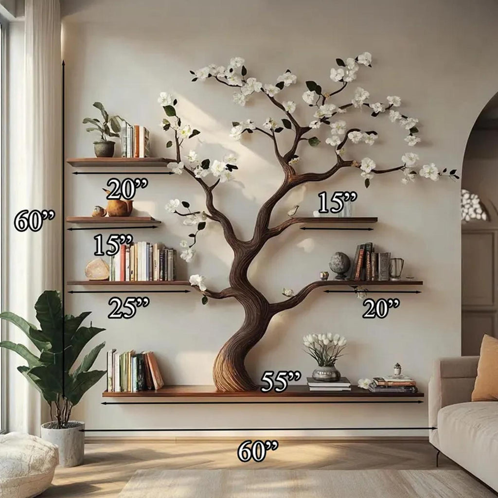 Rustic Natural Tree Branch Wall Bookshelf, Spooky Halloween Floating Bookshelf, Goth Tree Branch Wall Decor