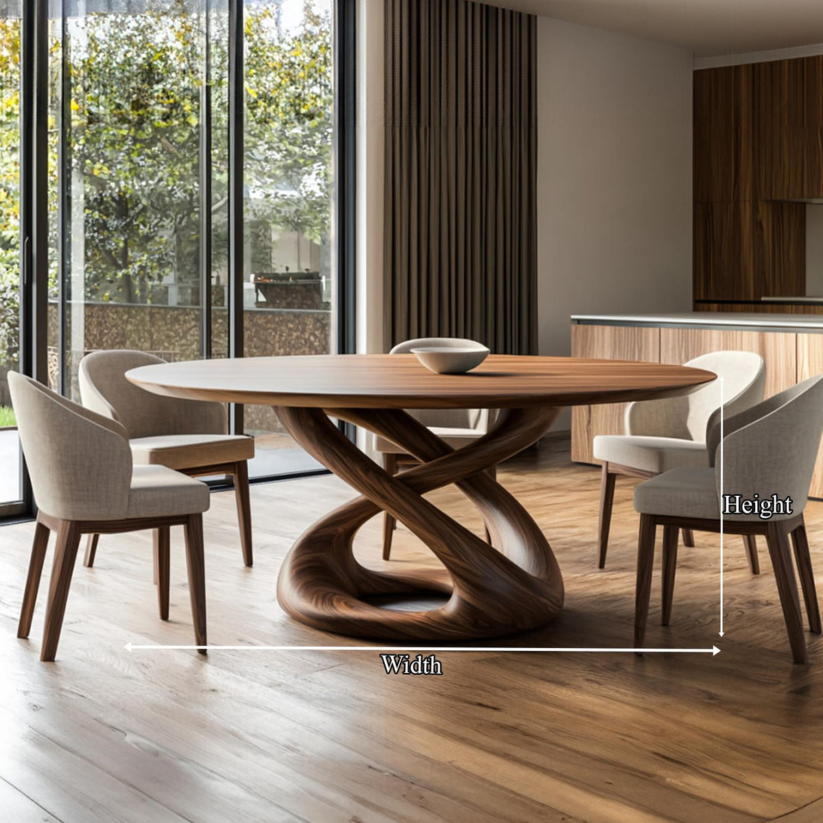 Rustic Round Dining Table Sculptural Kitchen