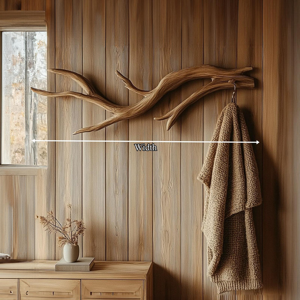 Organic Branch Wall Hook Solid Wood Rustic Entryway Accent