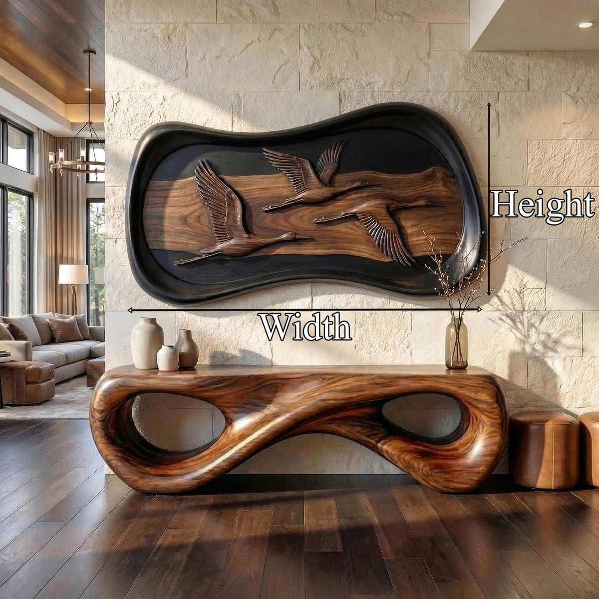 Modern Abstract Wood Sculpture Wall Art Living Room And Lounge