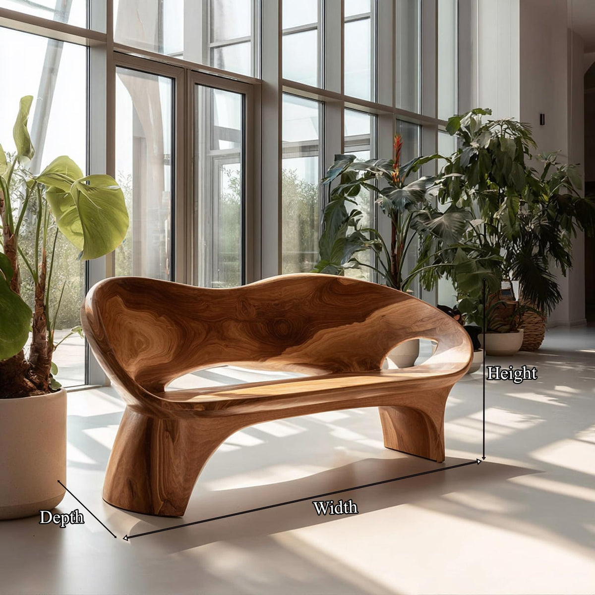 Modern Organic Sculptural Bench Living Room