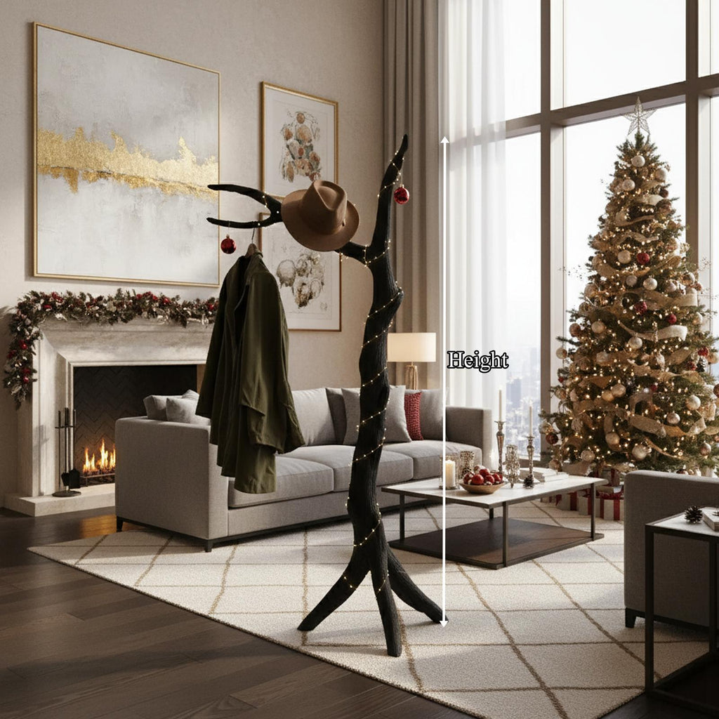 Rustic Tree Coat Rack Handcrafted Christmas Living Room Decor