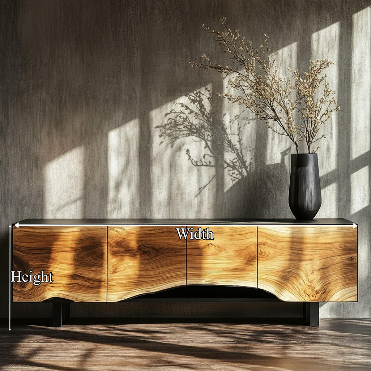 Spry Interior Mid Century Solid Wood Sideboard, Handcrafted Storage Cabinet Credenza TV Stand Console for Living Room, SINLKISC308