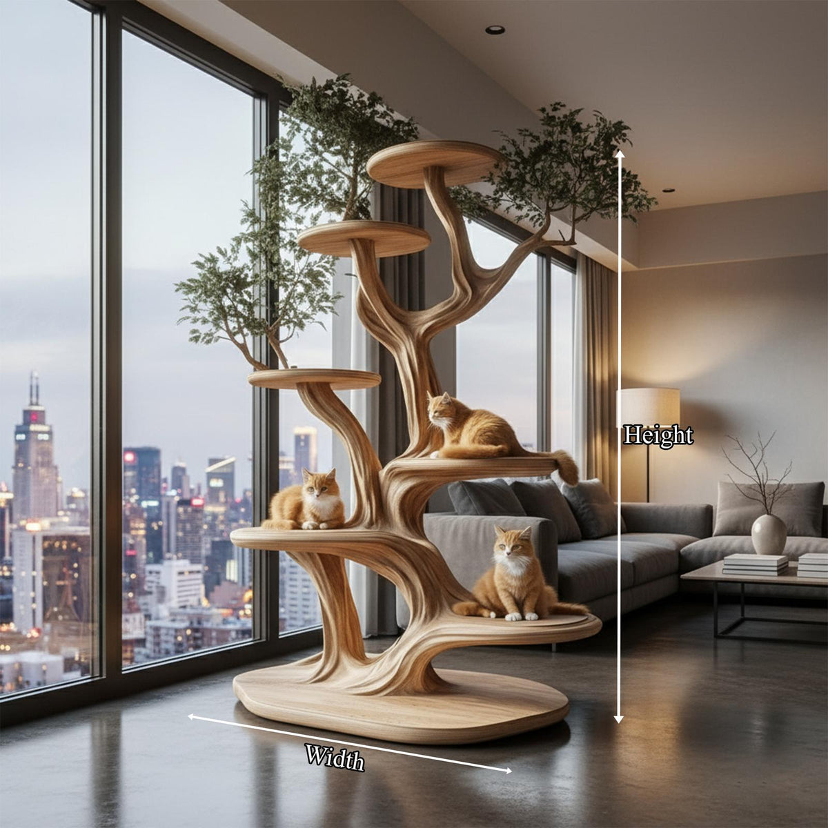 Artistic Cat Tree Organic Multi-Level Climbing Shelf Living Room
