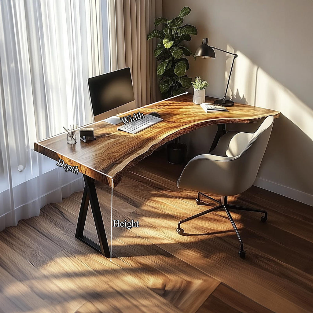Modern Rustic Desk, Solid Wood Writing Computer Table for Bedroom, Art Studio & Home Office, Handcrafted Laptop Desk