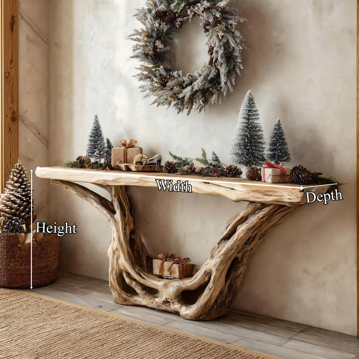 Rustic Console Table Festive Living Room Decor