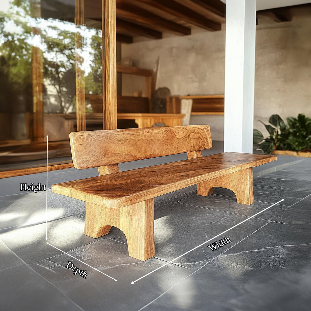 Rustic Wooden Bench For Living Room Or Entryway