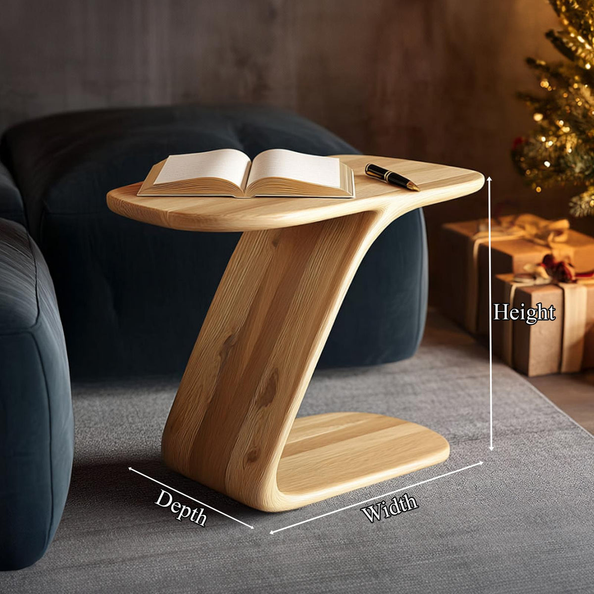 Organic Modern Accent Side Table, Handcrafted Solid Wood End Table for Living Room, Minimalist Bedroom Nightstand Decor