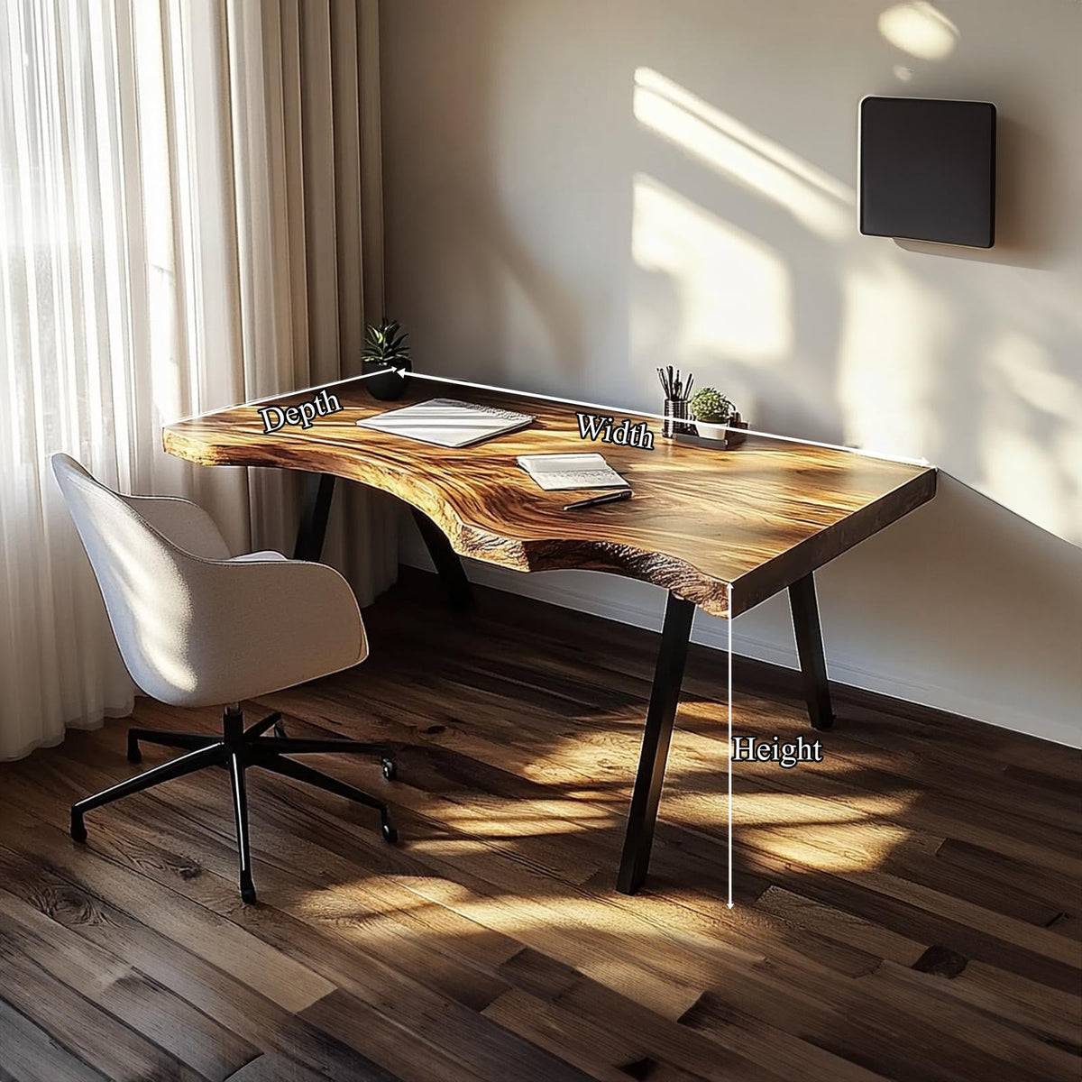Rustic Live Edge Modern Work Desk Bedroom And Home Office