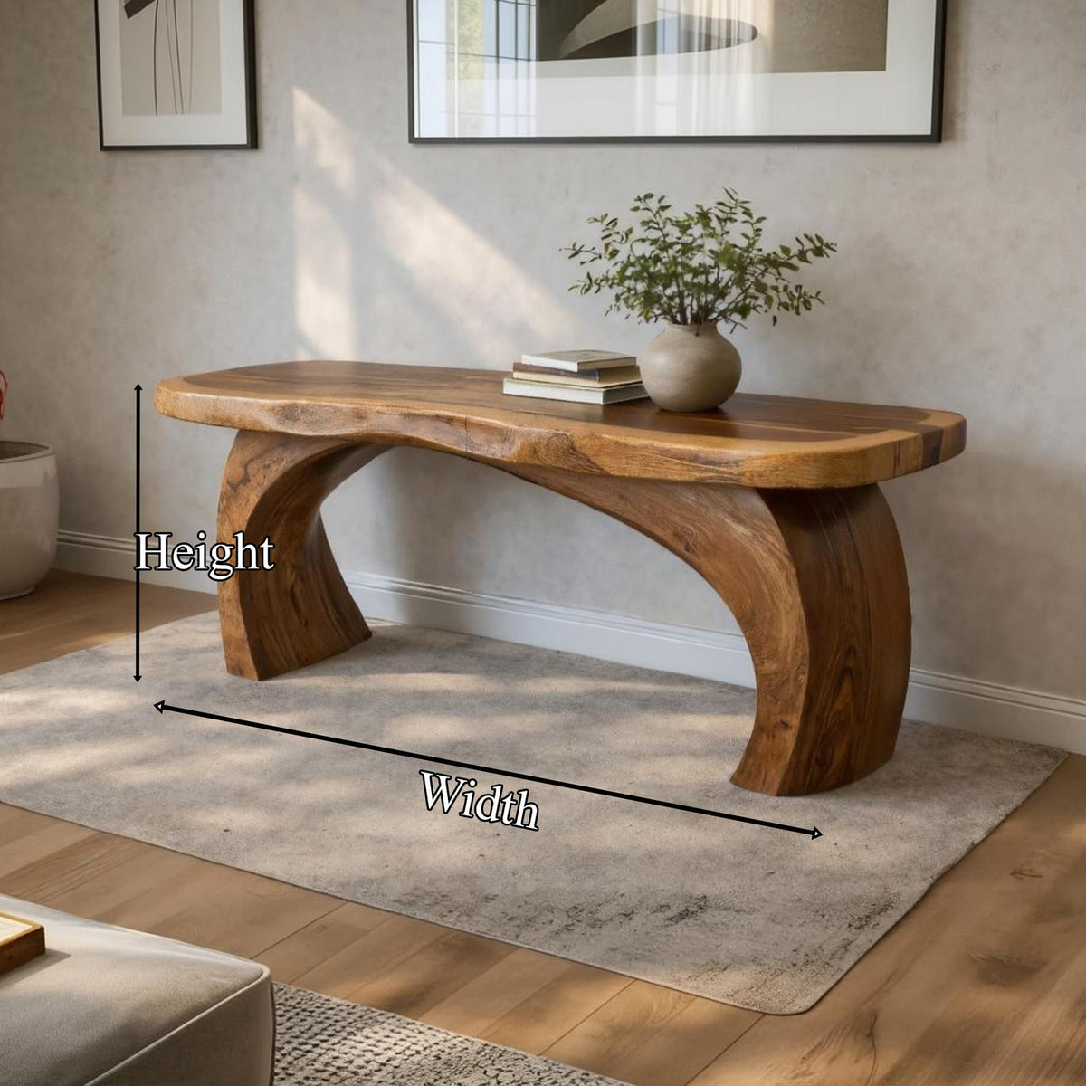 Rustic Modern Console Shelf Sculptural Handmade Furniture For Home Interior SINLKICS467