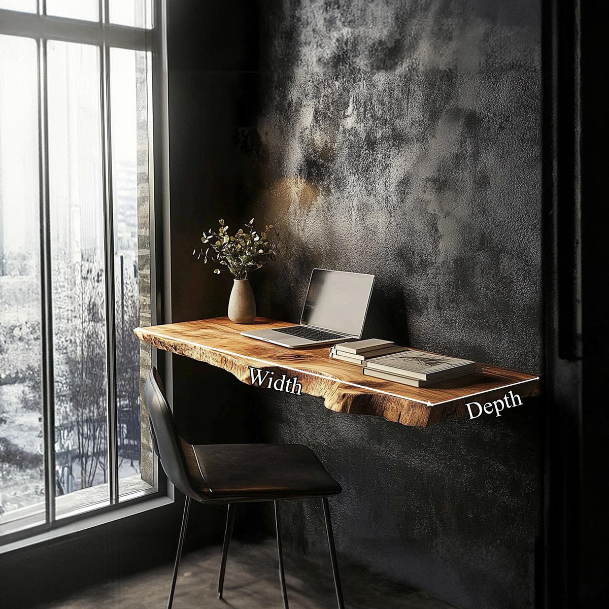 Rustic Floating Wood Desk, Wall Mounted Compact Space-Saving Study Table & Laptop Writing Desk for Home Office or Bedroom
