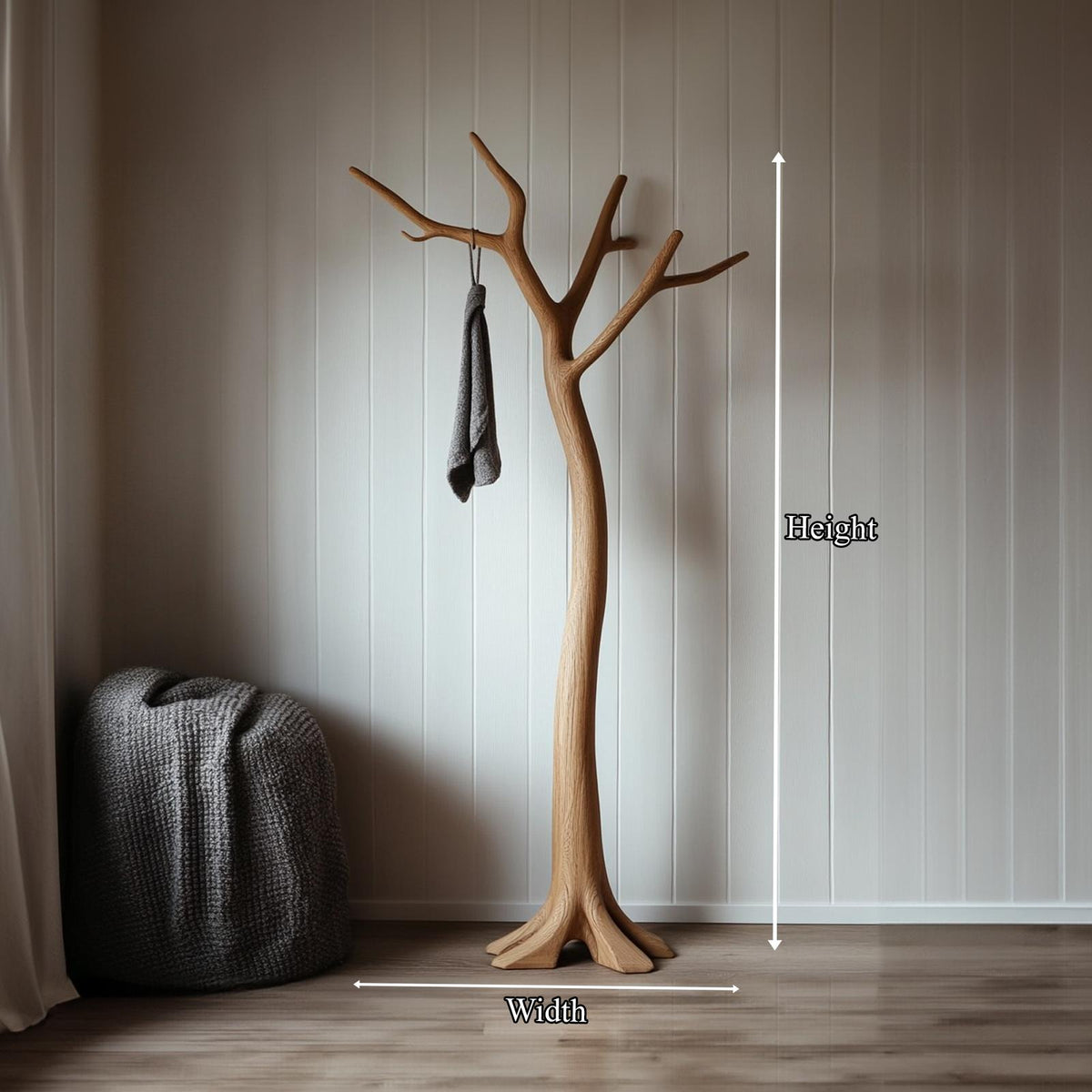 Minimalist Tree Coat Rack Solid Wood Handcrafted Entryway Decor