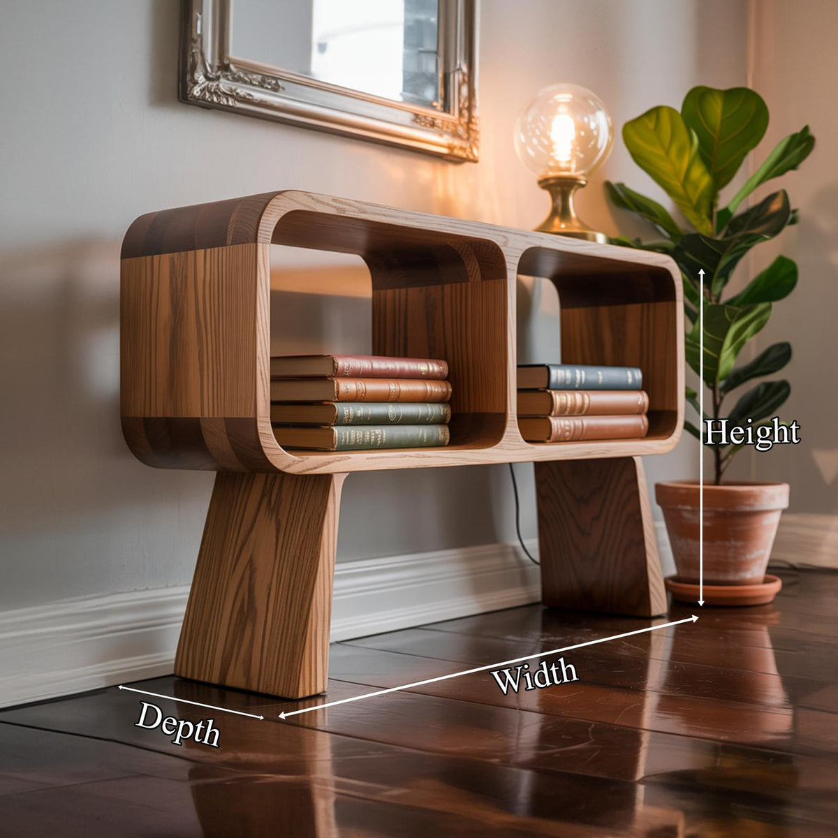 Mid Century Modern Minimalist Wood Console Table, Sleek Laptop Writing Desk for Study & Living Room