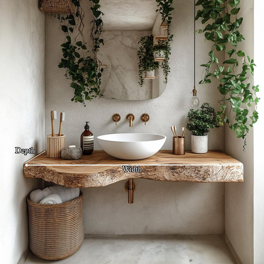 Midcentury Floating Shelf Handmade Vanity Bathroom